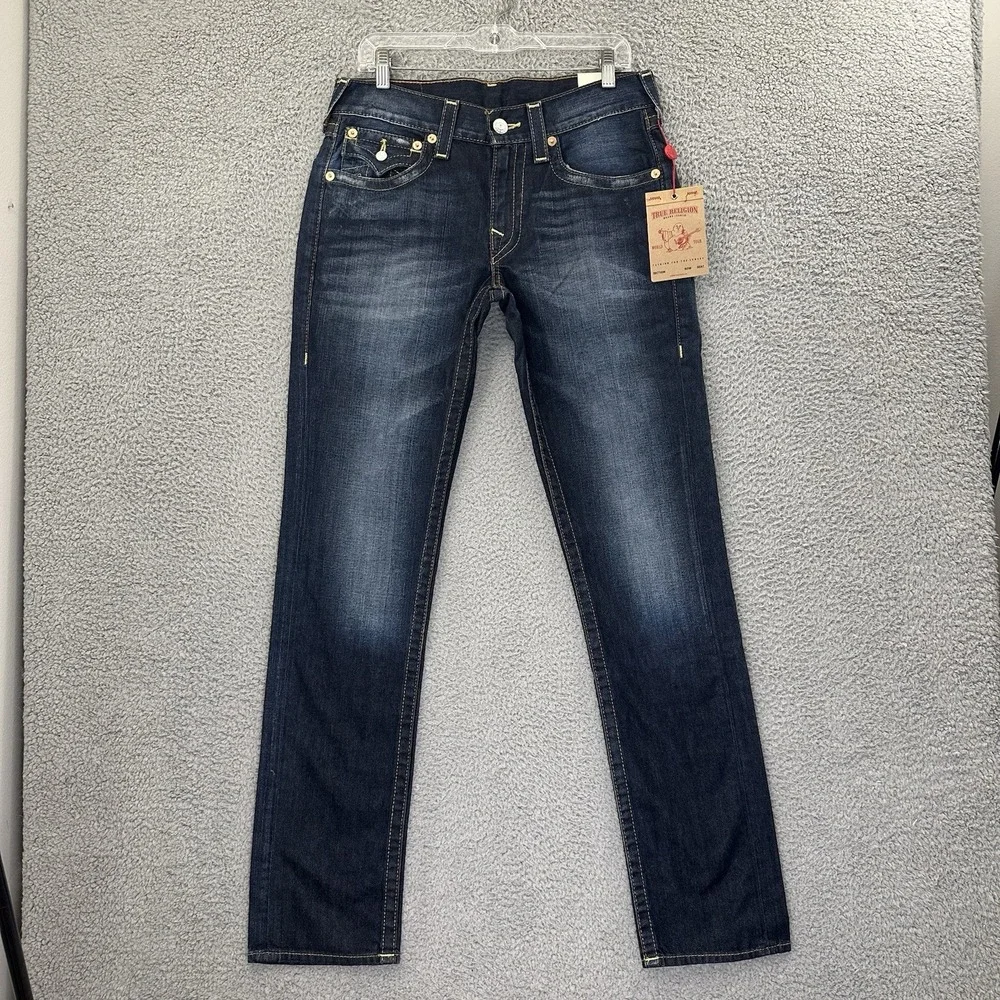 True Religion Geno Slim Jeans Flap‎ Back Pockets Lost Lagoon Denim Men's 31 x 34